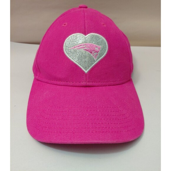 New England Patriots 47 Brand Embroidered Pink Hat Glitter Heart Adjustable Cap - Picture 1 of 8